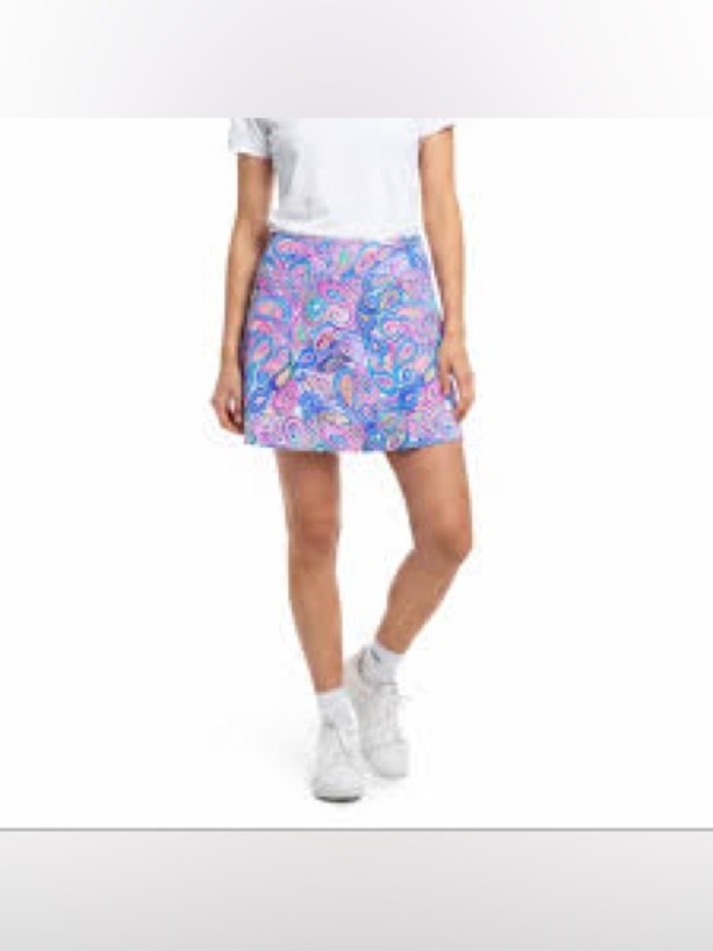 Lulu-B Pink Paisley A-Line Skirt with Teal & Blue Accents